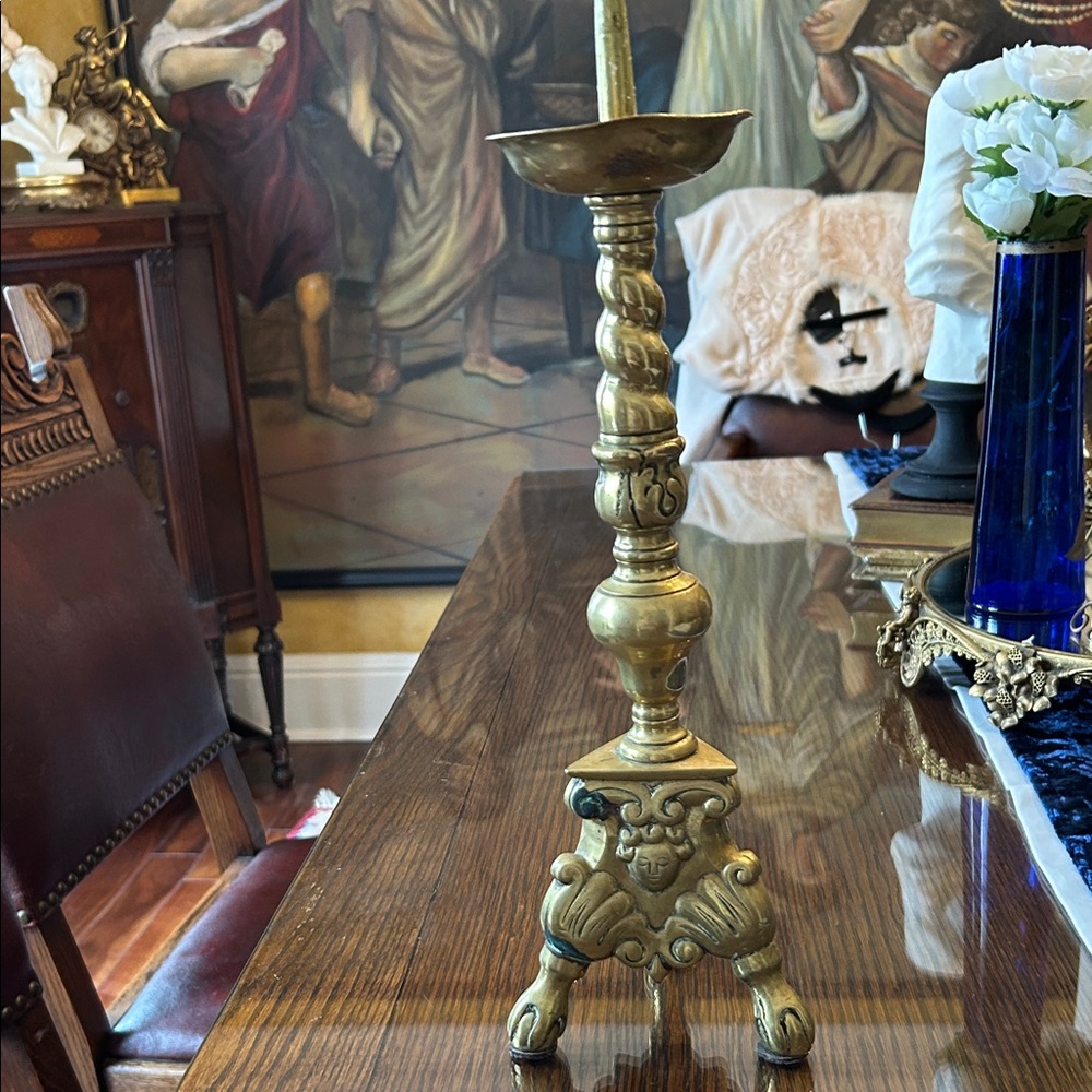 Elegant Vintage Brass Candle Holder